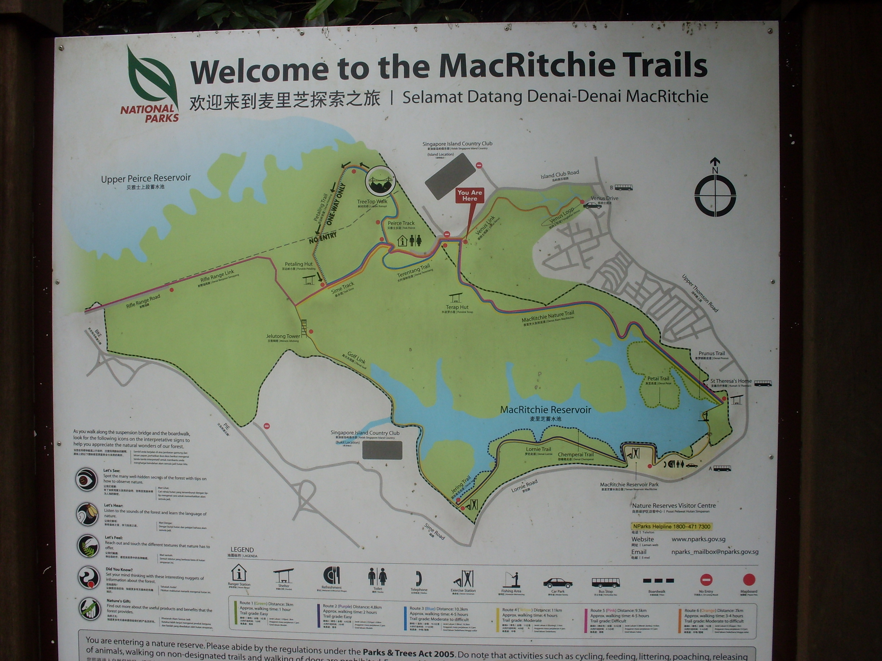Macritchie reservoir map with trails
